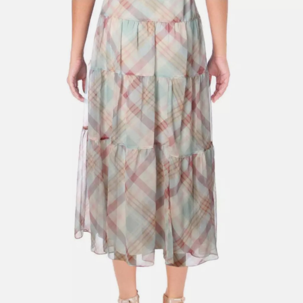Ralph Lauren Plaid Midi Skirt Sz 4 New Women Tiered Lrl Spring Style